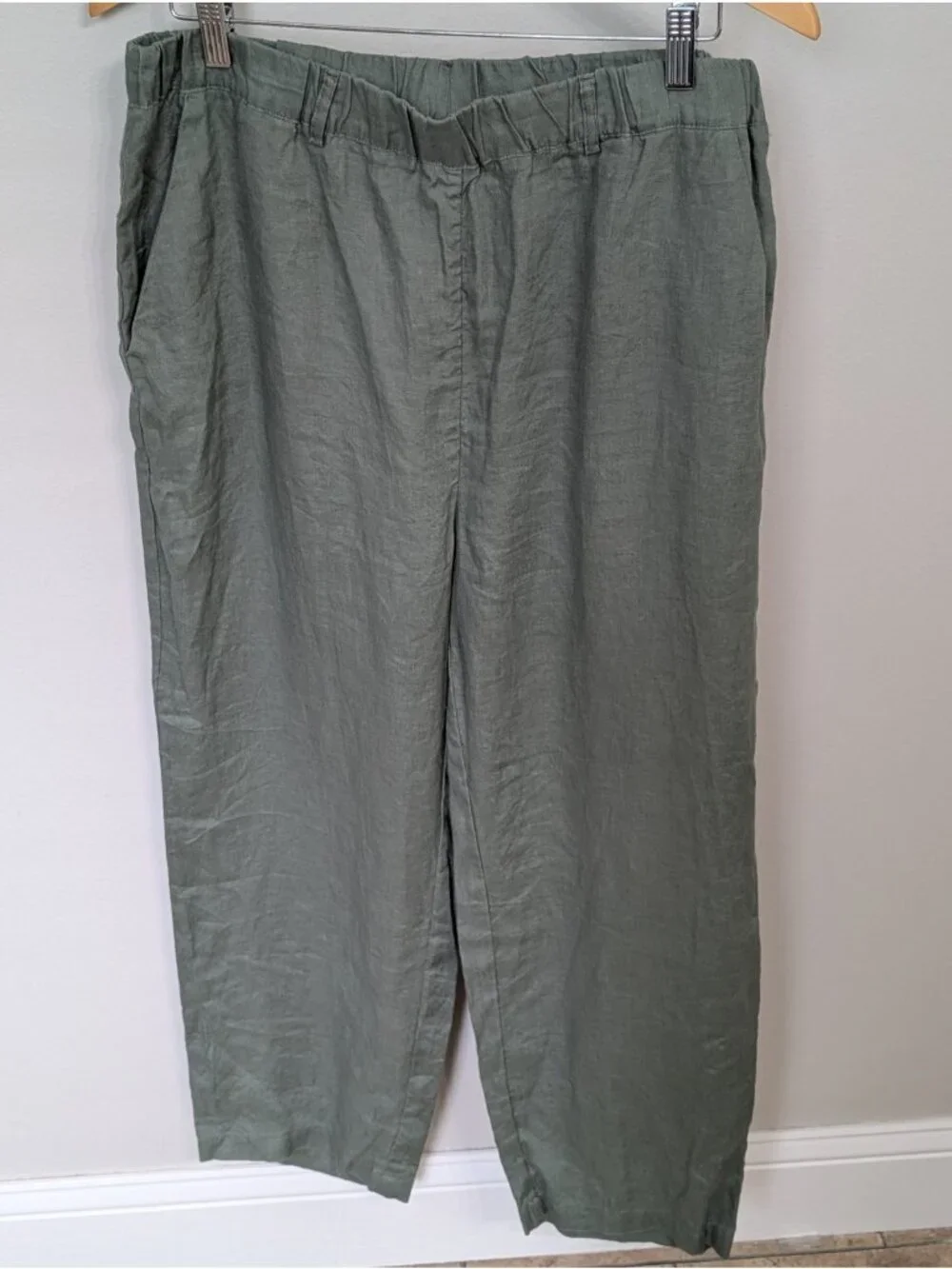 Quince 100% European Linen Pants Womens Large Green Sustainable Eco Capsule